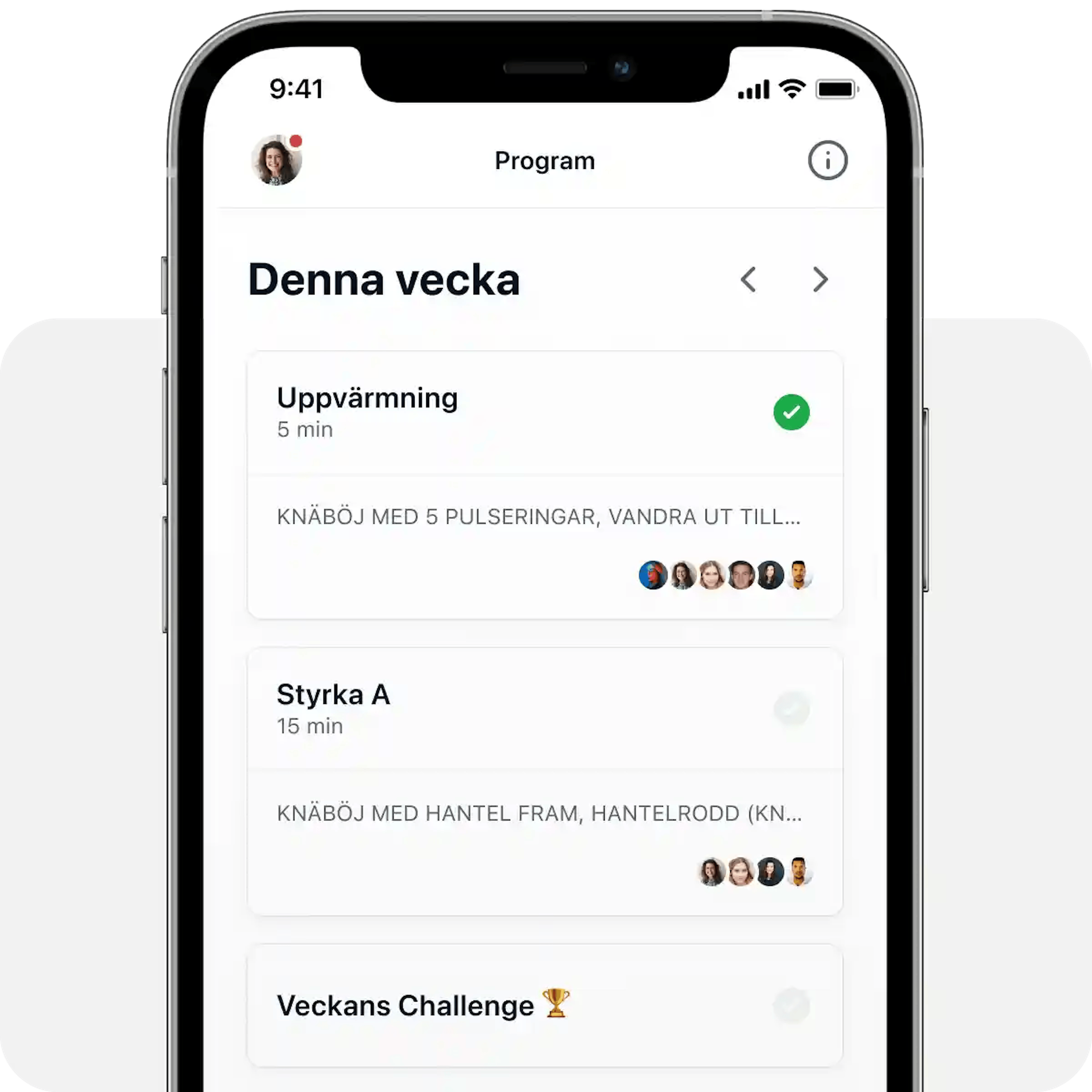 Träningspass och challenges